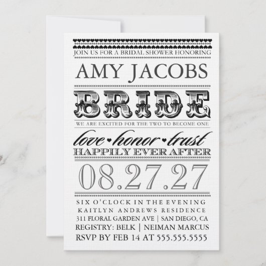 Invitation Fête de la mariée vintage de CHROMATOGRAPHIE (Devant)