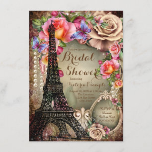 Invitation Fête de la mariée vintage de Paris de Tour Eiffel