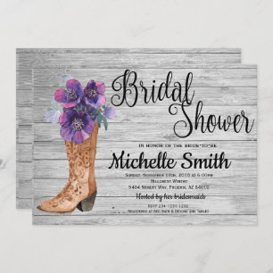 Invitation Fête de la mariée vintage pourpre nuptiale de pays