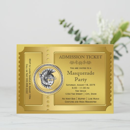 Invitation Fête de la mascarade d'or (Debout devant)
