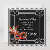 Invitation Fête de la mascarade rouge et noire (Dos)