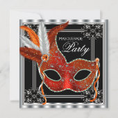 Invitation Fête de la mascarade rouge et noire (Devant)