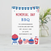 Invitation Fête de la mémoire USA barbecue patriotique (Debout devant)