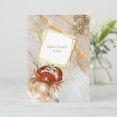 Invitation Fête de la mer marine en marbre rouge (Debout devant)