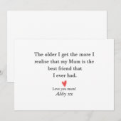 Invitation Fête de la mère Fête des mères Cadeau personnalisé (Devant / Derrière)