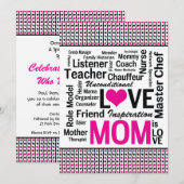 Invitation Fête de la mère - Fête des mères ou anniversaire d (Devant / Derrière)