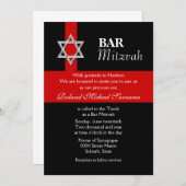Invitation Fête de la mitzvah rouge noire (Devant / Derrière)