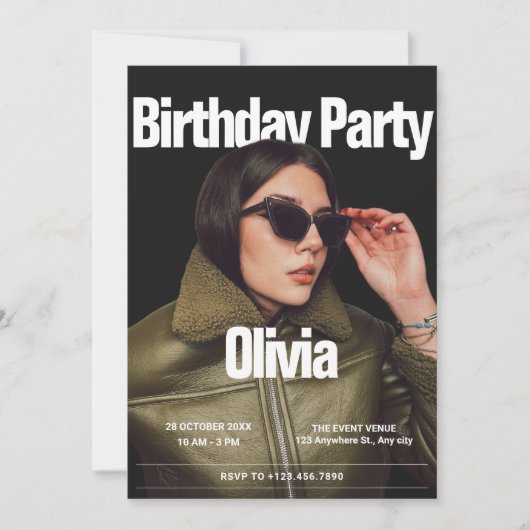 Invitation Fête de la mode magazine photo anniversaire (Devant)