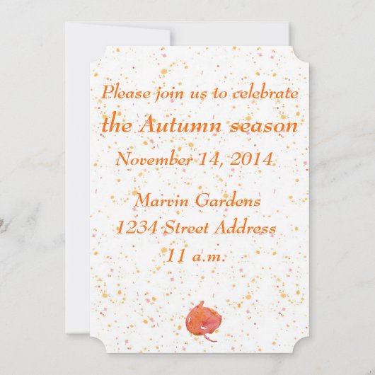 Invitation Fête de la moisson Feuilles Automne Couleurs (Dos)