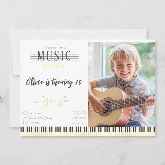 Invitation Fête de la musique couleur Anniversaire (Devant)