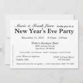Invitation Fête de la Nouvelle Année (Dos)