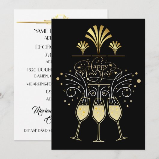 Invitation Fête de la Nouvelle Année (Devant / Derrière)