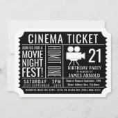 Invitation Fête de la nuit, Billets de cinéma, Fête d'anniver (Devant)