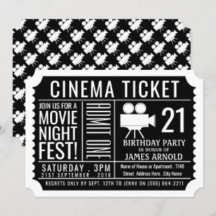 Invitation Fête de la nuit, Billets de cinéma, Fête d'anniver
