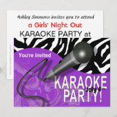 Invitation Fête de la nuit des filles du Karaoke Zebra (Devant / Derrière)