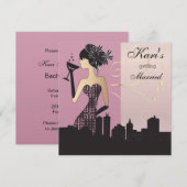 Invitation Fête de la nuit des filles - rose (Devant / Derrière)