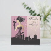 Invitation Fête de la nuit des filles - rose (Debout devant)