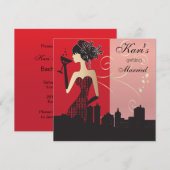 Invitation Fête de la nuit des filles - Rouge (Devant / Derrière)