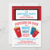 Invitation Fête de la nuit, Popcorn Cinema fête d'anniversair (Devant)