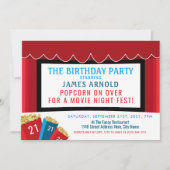 Invitation Fête de la nuit, Popcorn Cinema fête d'anniversair (Devant)