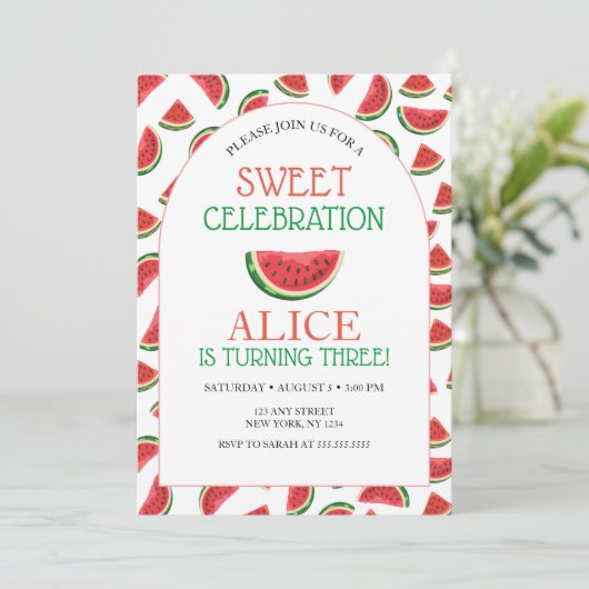 Invitation Fête de la pastèque douce Anniversaire (Debout devant)