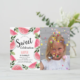Invitation Fête de la pastèque douce Photo d'anniversaire