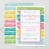 Invitation Fête de la peinture couleur Pastel Anniversaire (Devant / Derrière)