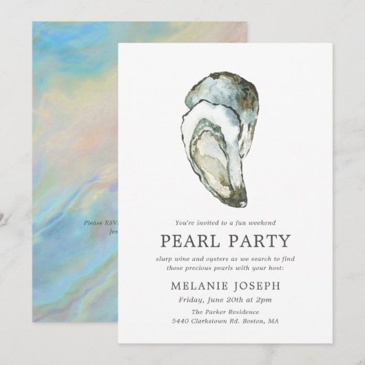 Invitation Fête de la Perle d'Huître | Style Opale (Devant / Derrière)