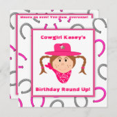 Invitation Fête de la petite fille Brunette Fête d'anniversai (Devant / Derrière)