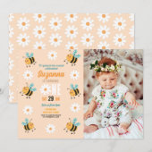 Invitation Fête de la photo fête de l'abeille Daisy Insect (Devant / Derrière)