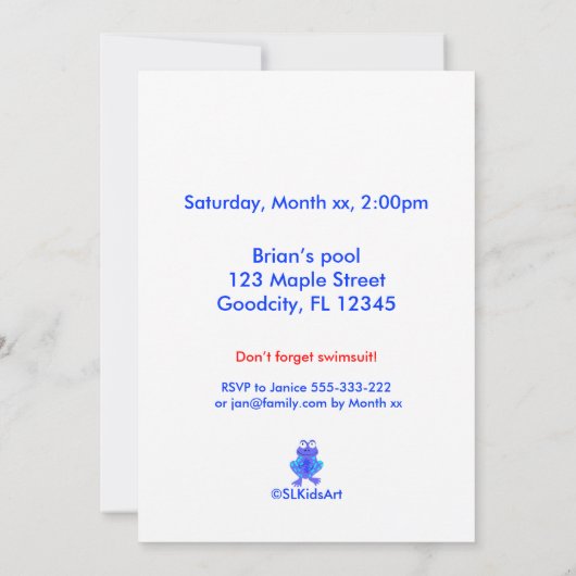 Invitation Fête de la piscine ! (Dos)