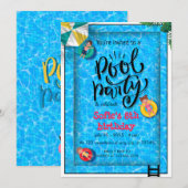 Invitation Fête de la piscine bleue Anniversaire (Devant / Derrière)