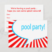Invitation fête de la piscine ! bulle de discours comique (Devant / Derrière)