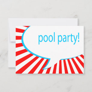 Invitation fête de la piscine ! bulle de discours comique