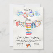 Invitation Fête de la piscine Clothesline (Devant)