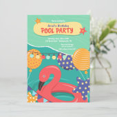 Invitation Fête de la piscine d'anniversaire (Debout devant)
