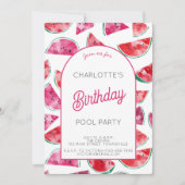 Invitation Fête de la piscine d'anniversaire de la pastèque (Devant)