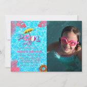 Invitation Fête de la piscine d'anniversaire tropicale (Devant)