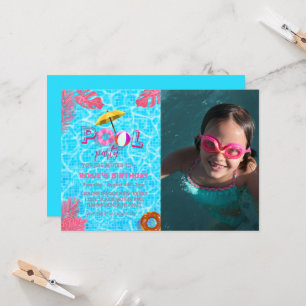 Invitation Fête de la piscine d'anniversaire tropicale