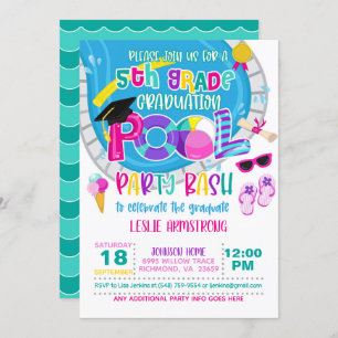 Invitation Fête de la piscine de 5e année - Fille W