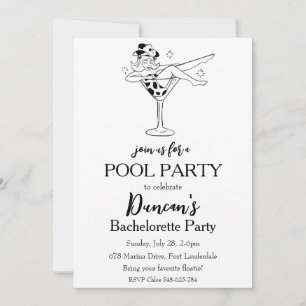 Invitation fête de la piscine de bachelorts tropicaux