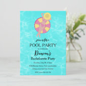 Invitation fête de la piscine de bachelorts tropicaux (Debout devant)