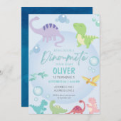 Invitation fête de la piscine de dinosaure (Devant / Derrière)