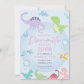 Invitation fête de la piscine de dinosaure (Devant)