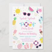 Invitation Fête de la piscine de filles Boho Anniversaire (Devant)