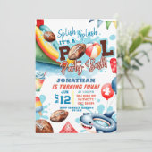 Invitation Fête de la piscine de football Anniversaire (Debout devant)