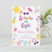 Invitation Fête de la piscine de huit filles Anniversaire d'é (Debout devant)