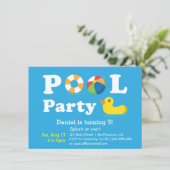 Invitation Fête de la piscine de Jardin d'anniversaire pour e (Debout devant)