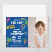 Invitation Fête de la piscine de lueur Anniversaire Invitatio (Devant / Derrière)