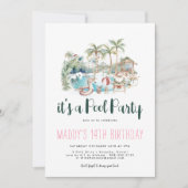 Invitation Fête de la piscine de Noël tropicale Anniversaire (Devant)